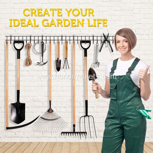 Garden Tool Rack Garage Tool Organizer Wall Mount Holder Heavy-Duty Hook Wall Storage Rack Holds Garden Tools